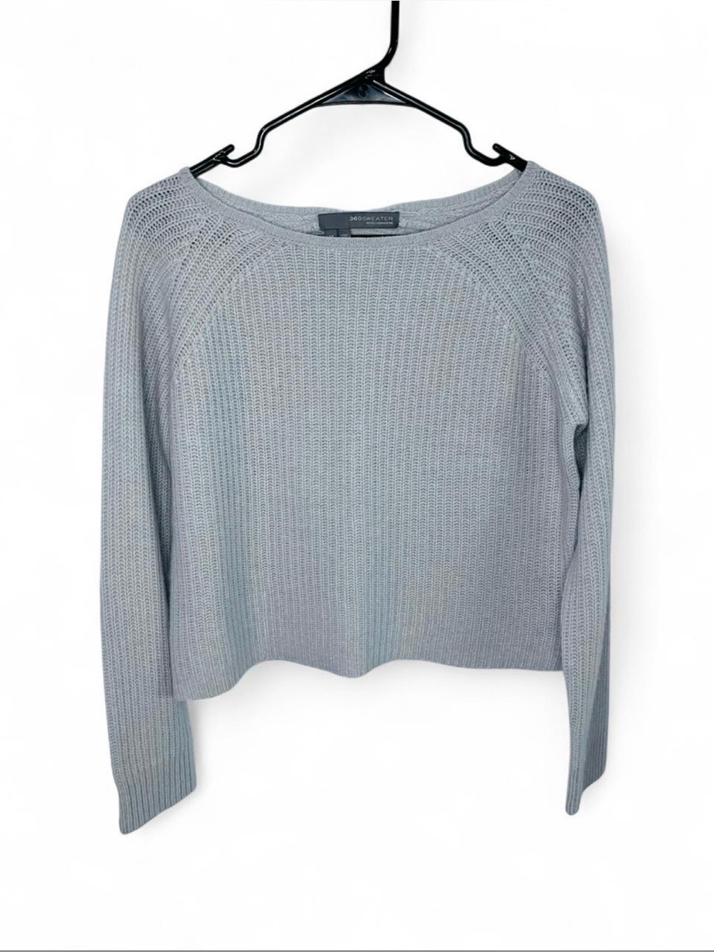 360 Cashmere 100% Cashmere Sweater Women’s Medium Gray Boxy Fit Luxury Knit